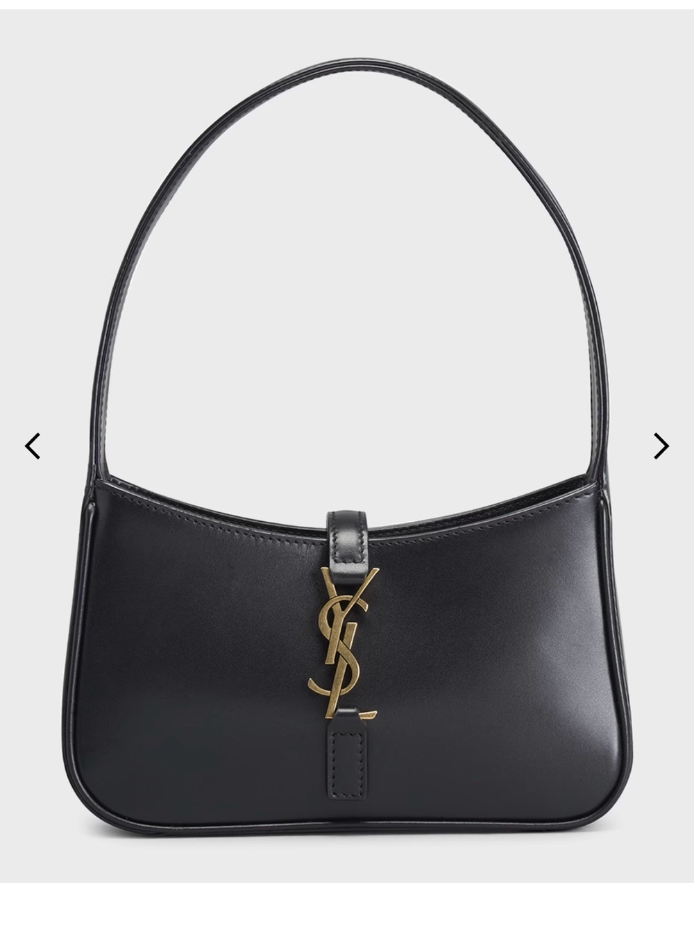 Saint Laurent Black Leather Shoulder Bag with Gold YSL Charm